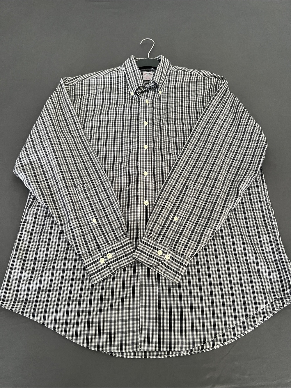 Brooks Brothers Black and White Plaid Button-Down Shirt